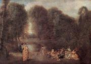 Jean-Antoine Watteau Die Zusammenkunft im Park oil on canvas